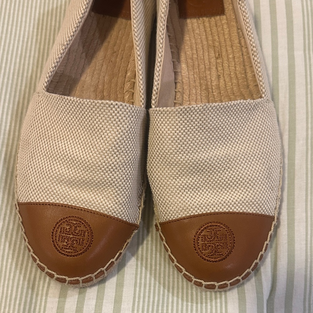 Tory Burch Cream and Brown Espadrilles very light worn